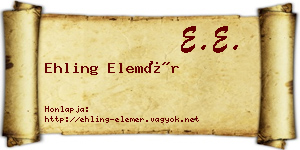 Ehling Elemér névjegykártya