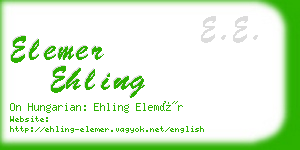 elemer ehling business card